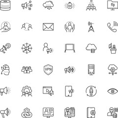 communication vector icon set such as: protect, correspondence, address, building, target, analytics, lesson, exchange, research, start, postage, communicate, sound, banner, inbound, text, frame