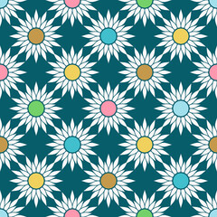 Fototapeta na wymiar Seamless vector flower pattern. Colored geometric elements