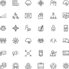 communication vector icon set such as: attach, assistant, badge, grid, indicator, magnifier, affiliate, hold, loud, analysis, trainer, recognition, e learning and education, note, diplomat, linked