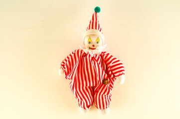 Pierrot toy doll on white background