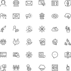 communication vector icon set such as: networking, seminar, feed, article, move, pattern, comment, broadcast, talkie, arrow, cloudscape, loudspeaker, growth, interaction, figure, police, diplomat