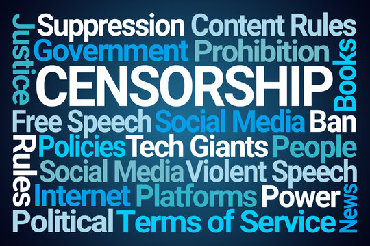 Censorship Word Cloud On Blue Background