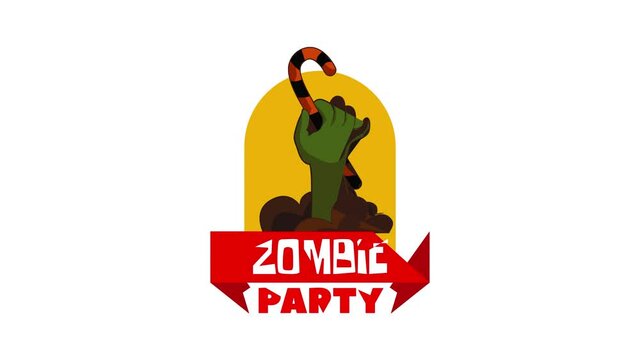 Zombie party logo animation best object on white background