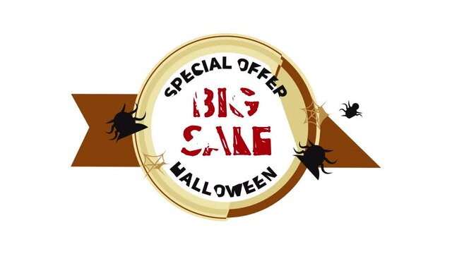 Halloween big sale logo animation best object on white background