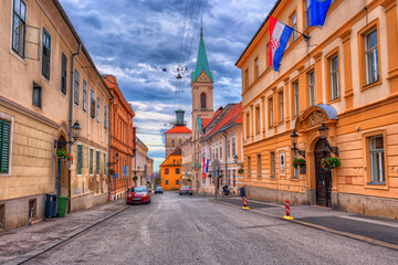 Fototapeta na wymiar upper town in Zagreb called Gornij Grad - historical part of Zagreb with middle age houses and churches.