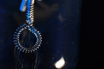 Selective focus closeup of the coil key chain