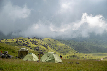 camping in the mountains