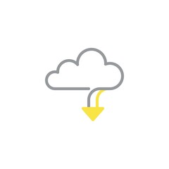 Cloud with arrow down line icon. linear style sign for mobile concept and web design. Upload cloud outline vector icon. Symbol, logo illustration. Vector graphics