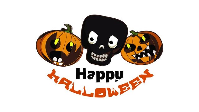 Happy halloween logo animation best object on white background