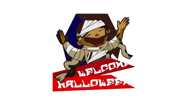 Welcome halloween logo animation best object on white background