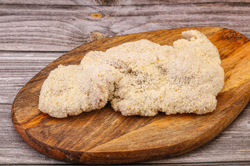 Raw meat schnitzel for roast