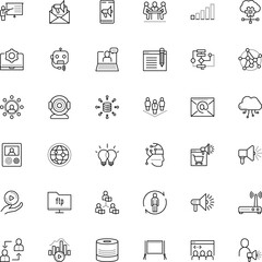 communication vector icon set such as: empathy, node, ftp, e learning and education, coach, psychologist, recognition, revenue, learn, paper, sales, blended, infrastructure, table, propaganda, growth