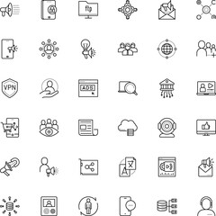 communication vector icon set such as: ecommerce, smartphone, enter, program, staff, alert, feed, newsletter, agitation, multilingual, hold, upload, conference, start, profit, specialist, stream