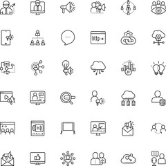 communication vector icon set such as: lecture, postage, together, brain, professional, delegation, app, propaganda, reference, growth, pro, pointer, attach, http, psychotherapy, send, template