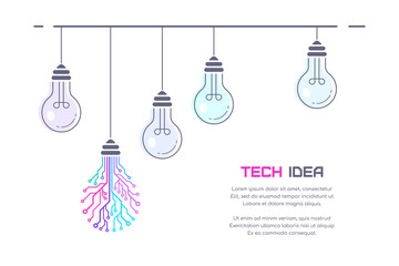 Hanging light bulbs with one in form of PCB