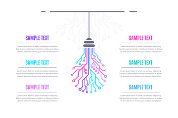 Infographic Template with PCB light bulb on white background