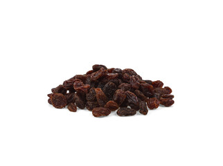 Dried raisins on a white background