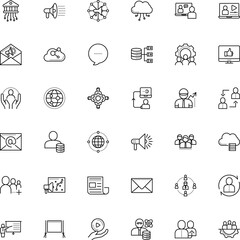 communication vector icon set such as: mentor, interaction, referral, postal, diplomat, equality, architecture, convention, center, ecommerce, laptop, map, partner, solution, planet, special, android