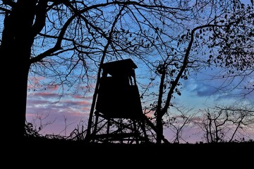 Jägerhütte bei Abendrot