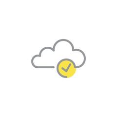 Check cloud line icon. linear style sign for mobile concept and web design. Cloud computing checkmark outline vector icon. Symbol, logo illustration. Vector graphics