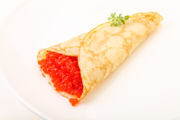 Russian Pancake with red caviar