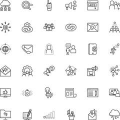 communication vector icon set such as: machine, announce, brand, database, engagement, progress, investment, green, election, machinery, app, course, program, visual, women, document, radio, webinar
