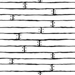 Seamless vector pattern with hand-drawn old planks. Black contour on white background.
