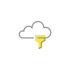 Cloud computing filtering line icon. linear style sign for mobile concept and web design. Data filter outline vector icon. Symbol, logo illustration. Vector graphics