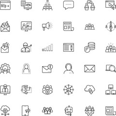 communication vector icon set such as: home, rechargeable, window, program, market, quarantine, money, structure, workforce, low, seo, postal, badge, upload, robot, shield, spam, cloudscape, chatter