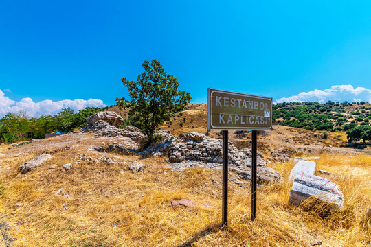 Kestanbol Spring ruins view in Canakkale Province in Turkey 
