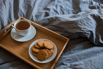 Morning. Breakfast in the bed