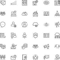 communication vector icon set such as: interaction, restricted, client, giving, hold, questionnaire, audience, address, solution, classroom, daily, headline, demonstration, letter, presenter