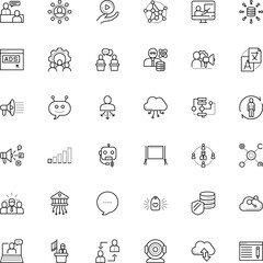 communication vector icon set such as: occupation, cog, frame, wifi, orator, step, figure, grid, spread, balloon, word, big data scientist, png, security, software, command, engineering, language