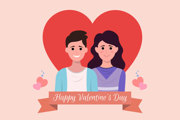 Happy Valentine's day background with heart composition for a trendy banner, poster or greeting card.vector illustration of a couple in love.
