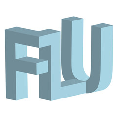 Flu 3d letters vector sign flu respiratory disease 3d
