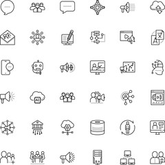 communication vector icon set such as: relations, glyph, chatbot, player, story, sync, step, direction, guideline, engine, teacher, female, resources, blog, link, foreign, figure, head, warning