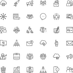 communication vector icon set such as: women, community, hand, cash, bitrate, emergency, financial, interactive, pen, diplomat, detection, money, undesirable, letter, avatar, movement, receiver