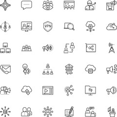 communication vector icon set such as: support, candidate, minimalistic, occupation, site, code, transmission, orator, signal, cell, song, volume, ftp, avatar, chatting, smart, services, voice, eye