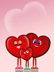 illustration of family of hearts