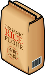 A pack/bag of organic rice flour. Pack shows chinese characters for organic rice flour.