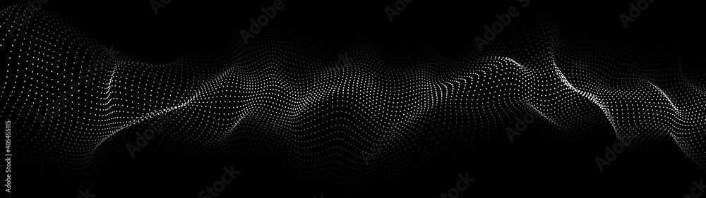 Poster Abstract gradient wave of particles. Big data. Digital background. Futuristic vector illustration.