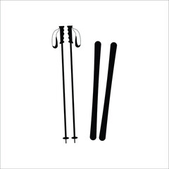 Winter sports pair of ski poles for biathlon vector icons