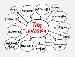 Tax evasion mind map, business concept for presentations and reports