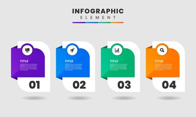 Vector Graphic of Infographic Element Design Templates with Icons and 4 Options or Steps. Suitable for Process Diagram, Presentations, Workflow Layout, Banner, Flow Chart, Infographic.
