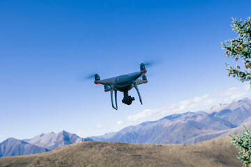 Fototapeta na wymiar Flying drone taking photo of landscape in China