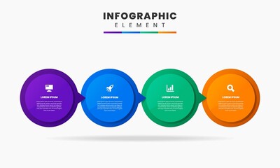 Vector Graphic of Infographic Element Design Templates with Icons and 4 Options or Steps. Suitable for Process Diagram, Presentations, Workflow Layout, Banner, Flow Chart, Infographic.