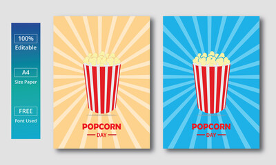 vector graphic design of national popcorn day good for national popcorn day. flyer design. flat illustration. Design for packaging, flyer card.