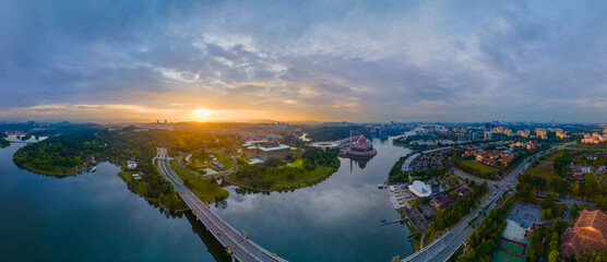 180 degree Aerial Panorama view of Putrajaya City