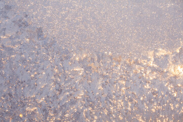Closeup on window with frost on it