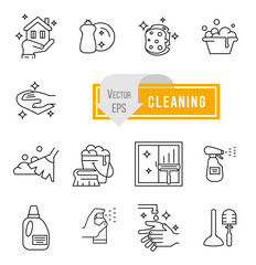 Simple set of cleaning related vector icons for your design